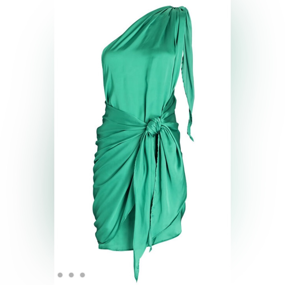 Baobab Collection One-Shoulder Mini Dress in Emerald Green